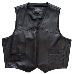 Black Leather Vest Biker Snap Front Bikercore Leather Gallery Men’s Size 56